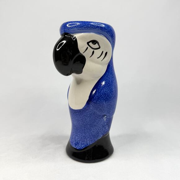 Vintage Blue Parrot Painted Ceramic Figural Vase - Picture 1 of 6